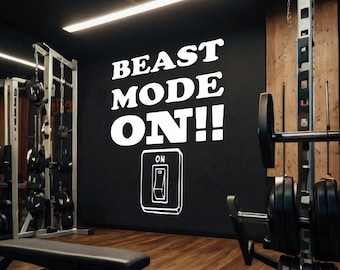 Gym Wall Decal – Motivational Fitness Quote Vinyl Sticker – Workout Wall Art for Home Gym & Exercise Room – Beast Mode Wall Decal GYM0068