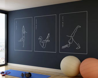 Yoga Wall Sticker – Spiritual Mandala Vinyl Decal for Meditation Room, Yoga Studio or Home Gym Decor Yoga Wall Decal YGG0004