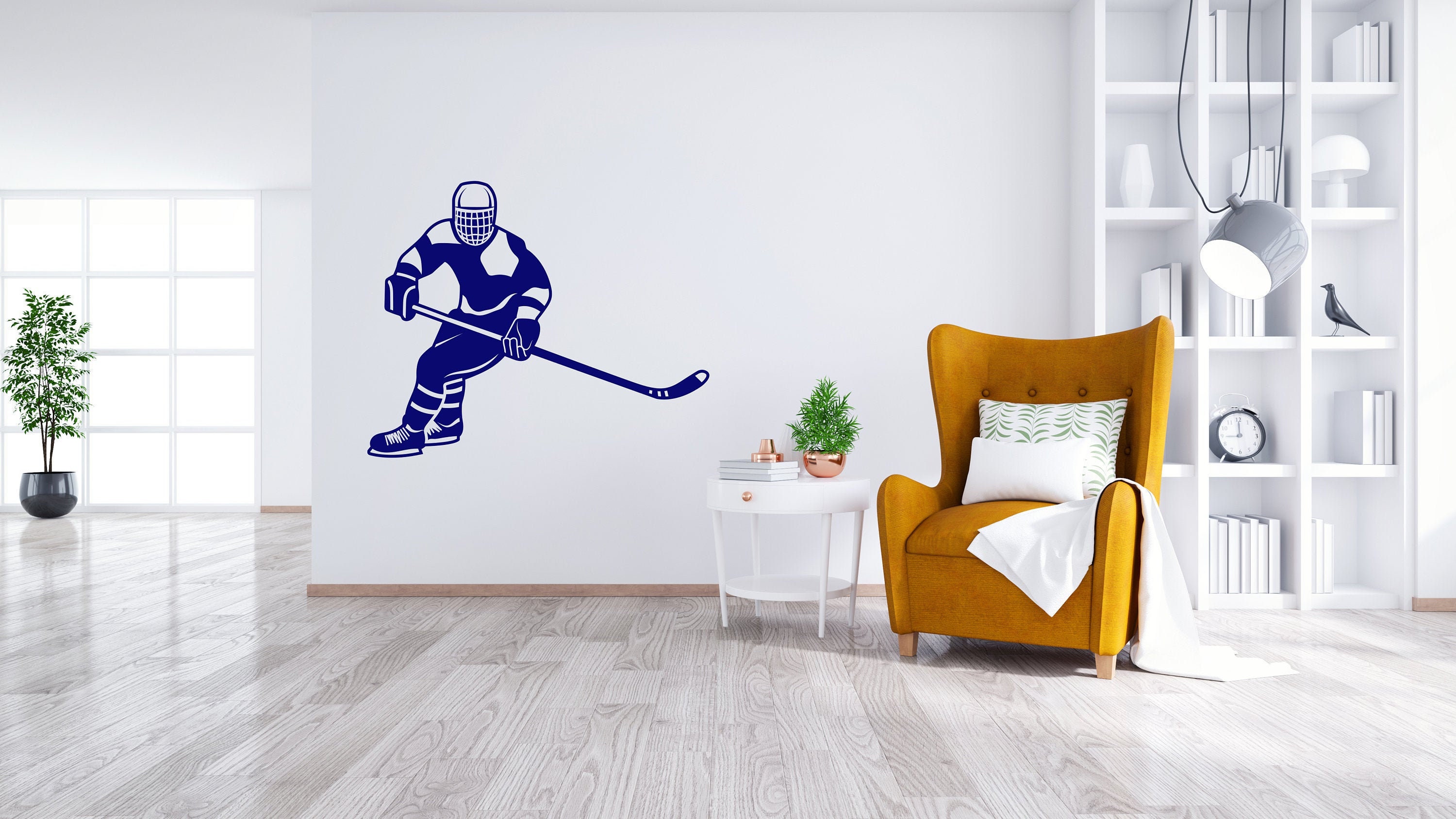 Hockey Wall Art Sports Wall Decal Hockey Player Hockey Wall Etsy