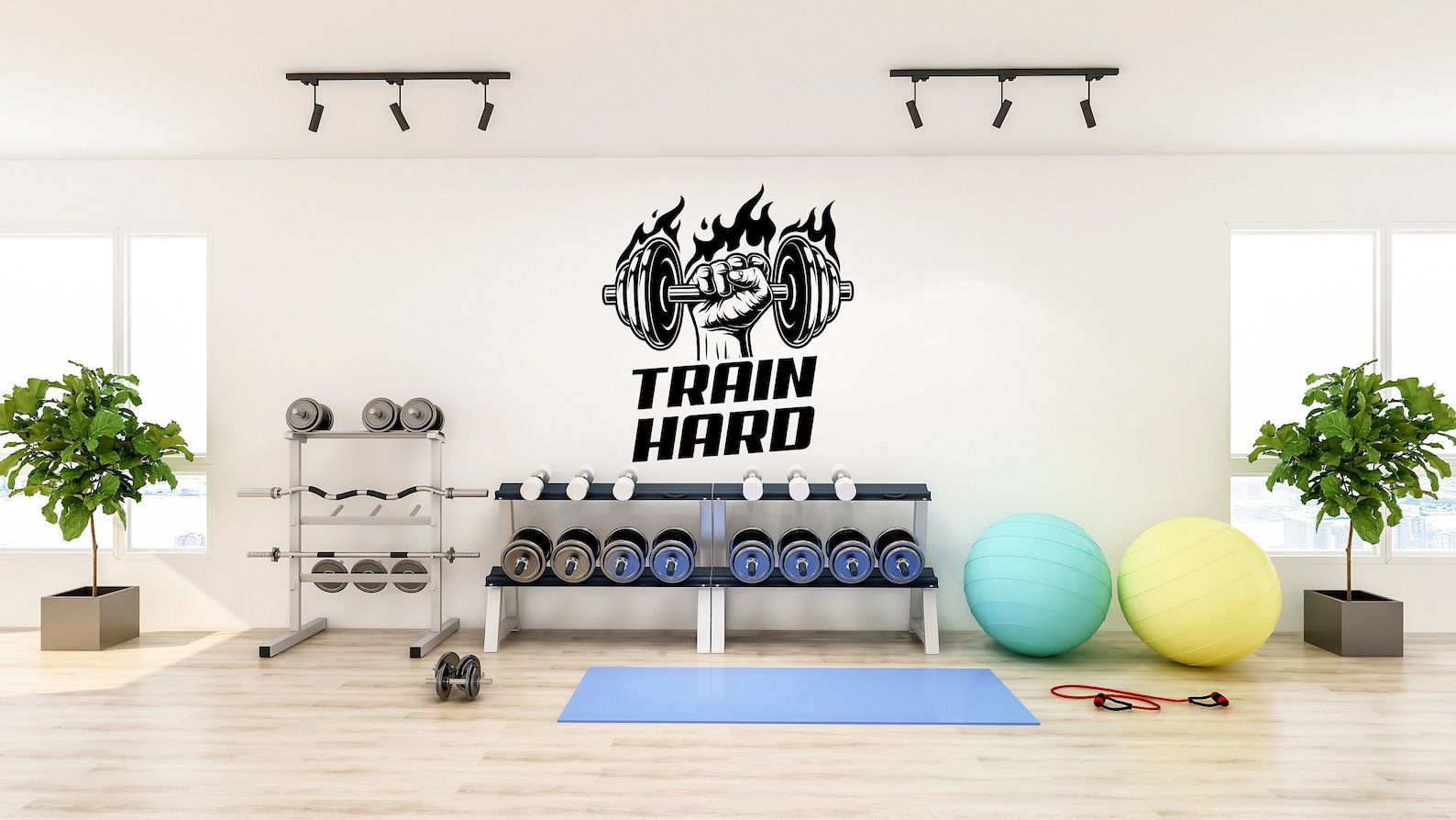 Gym Wall Decal Gym Wall Decor Sport Motivation Workout Wall Etsy