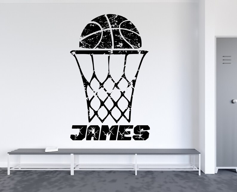 Personalized Basketball Wall Decal Basketball Sticker Basket Etsy