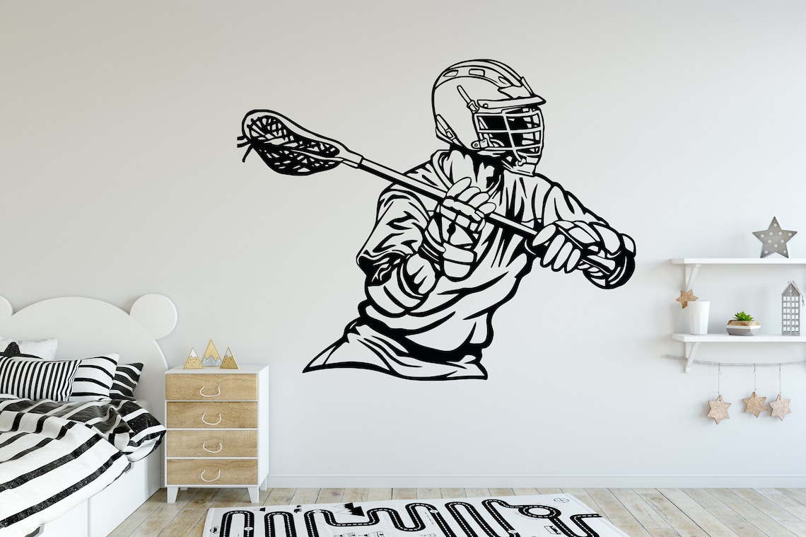 Lacrosse Wall Decal Lacrosse Wall Sticker Sport Wall Art Etsy UK