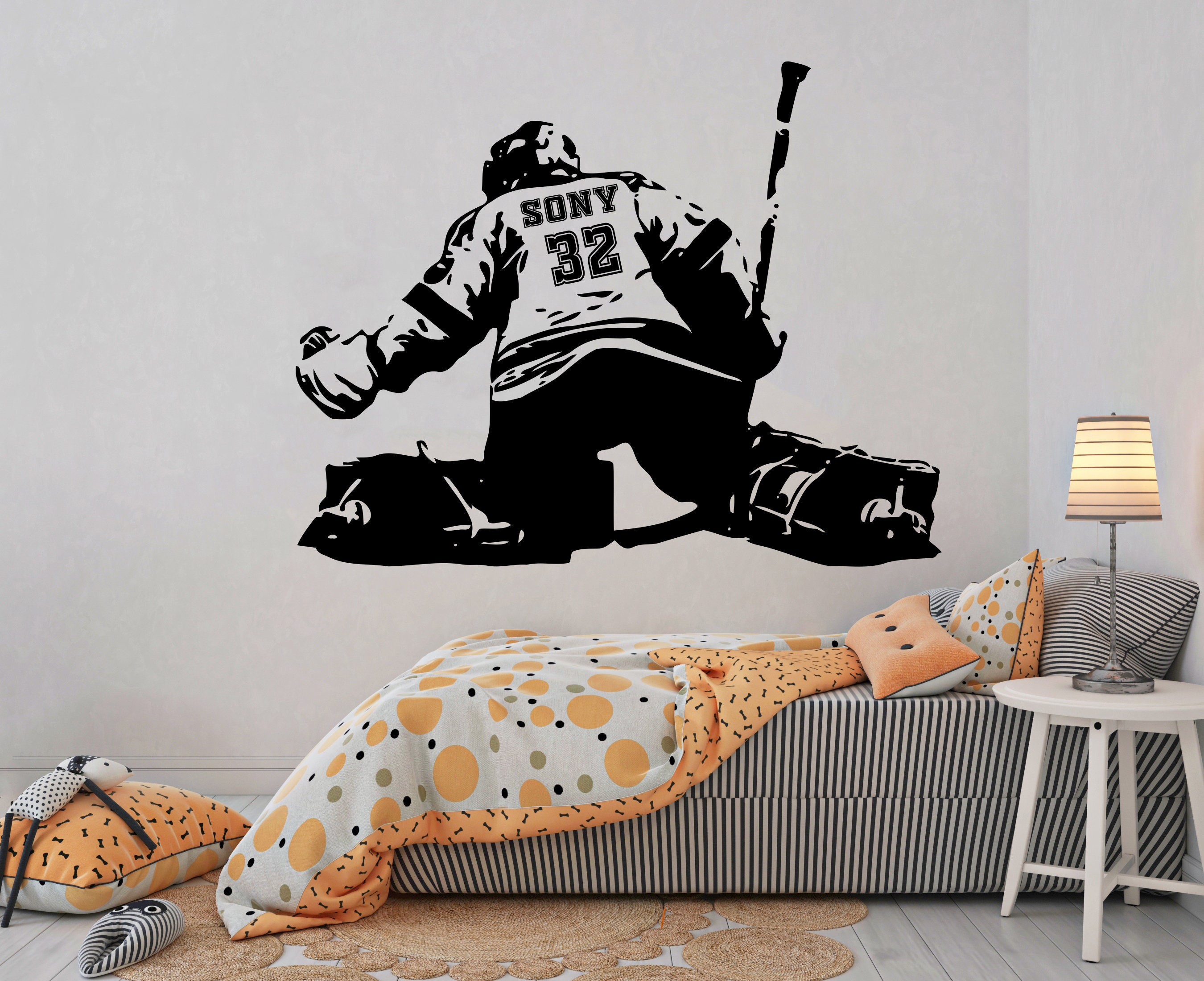 Personalized Hockey Wall Decal Sports Wall Decal Hockey Player Etsy UK