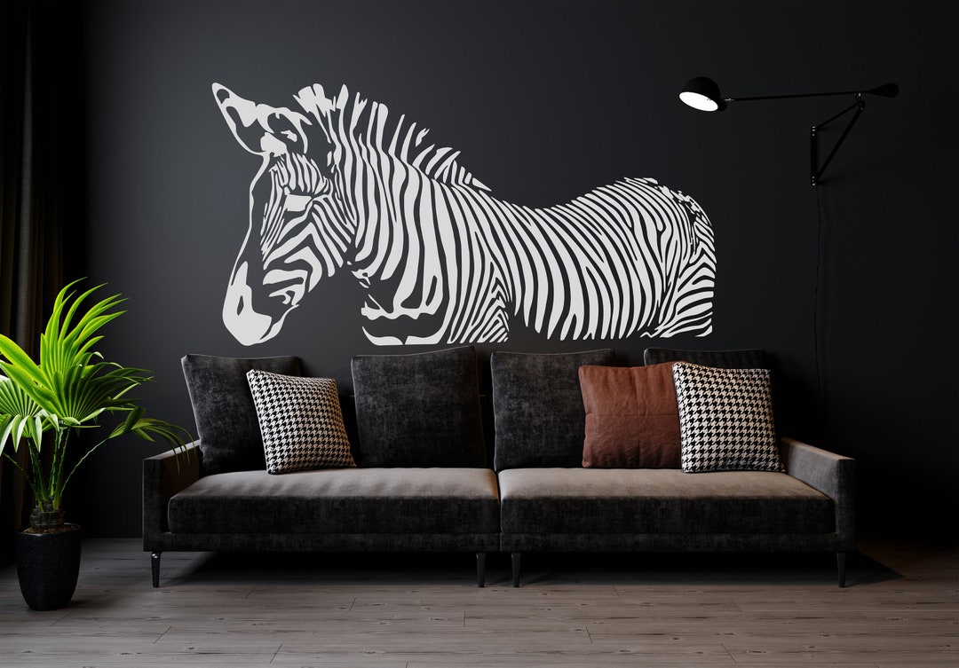 Zebra Wall Decal Animal Wall Sticker Wild Animal Decal Zebra Wall ...