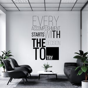 Vinilo decorativo con frase motivacional, vinilo decorativo para oficina, arte de pared para oficina, decoración de pared para oficina, adhesivo para pared de oficina, letra de vinilo, adhesivo para ventana OFI0014