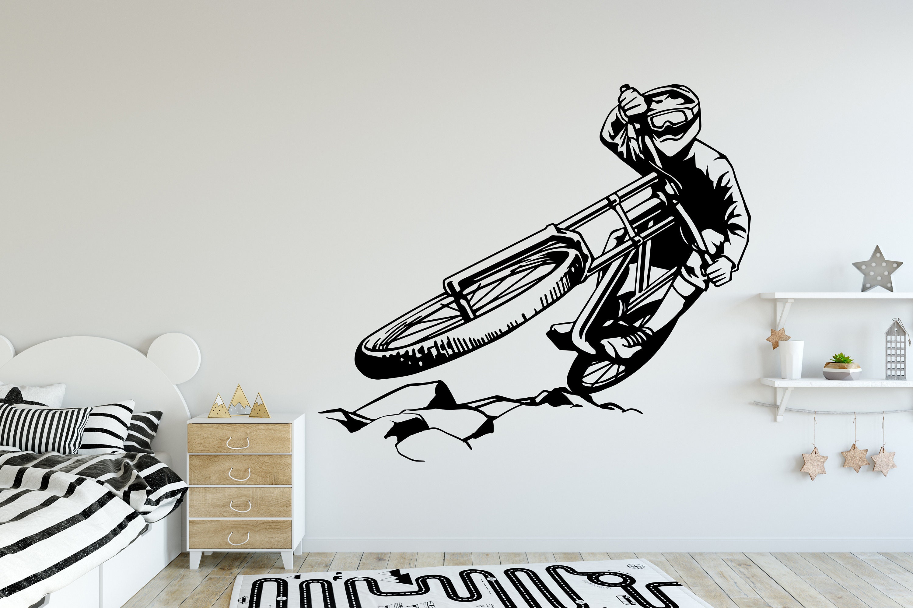 Bike Wall Decal Bike Wall Sticker Bicycle Wall Art Bike Wall Art Bicycle Sticker Vinyl Letter Room Design Wall Sticker Boys Wall Decalby0192 Etsy UK