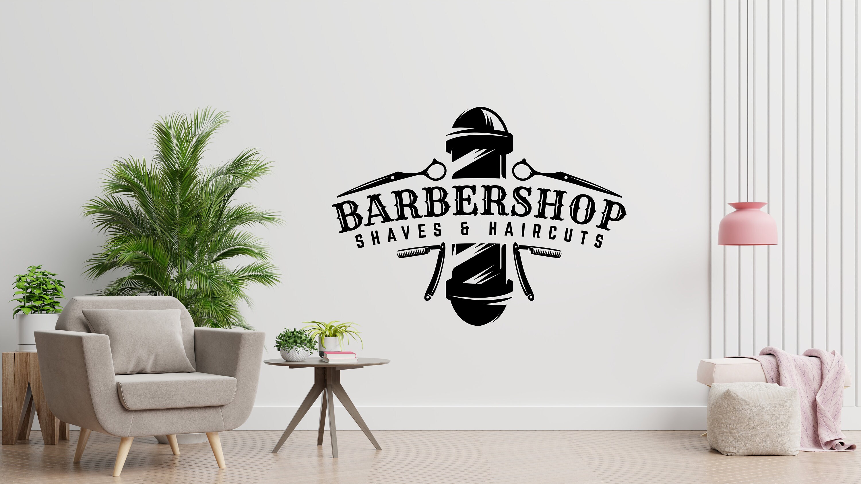 Barbershop Wall Decal Shop Design Barber Decal Scissors Decal | Etsy