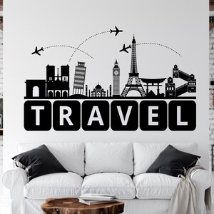 Travel Wall Decal,Quotes Wall Decal,Exploring Wall Art,Travel Wall Sticker,City Wall Art,Vinyl Letter,World Travel Decal,Flight Time TV0021