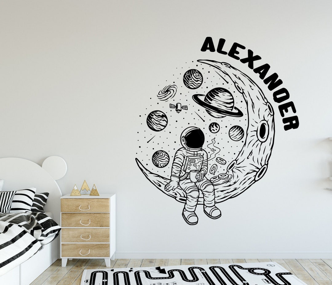 Personalized Space Man Wall Decal, Boys Room Decor PA0302 - Etsy