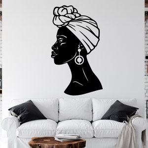 Schöne Afrikanerin Wandtattoo Afrikanische Mädchen Wandaufkleber Zitat Schönheitssalon Wandkunst Afrikanische Frauen Wandaufkleber Afrika Karte AFR0022