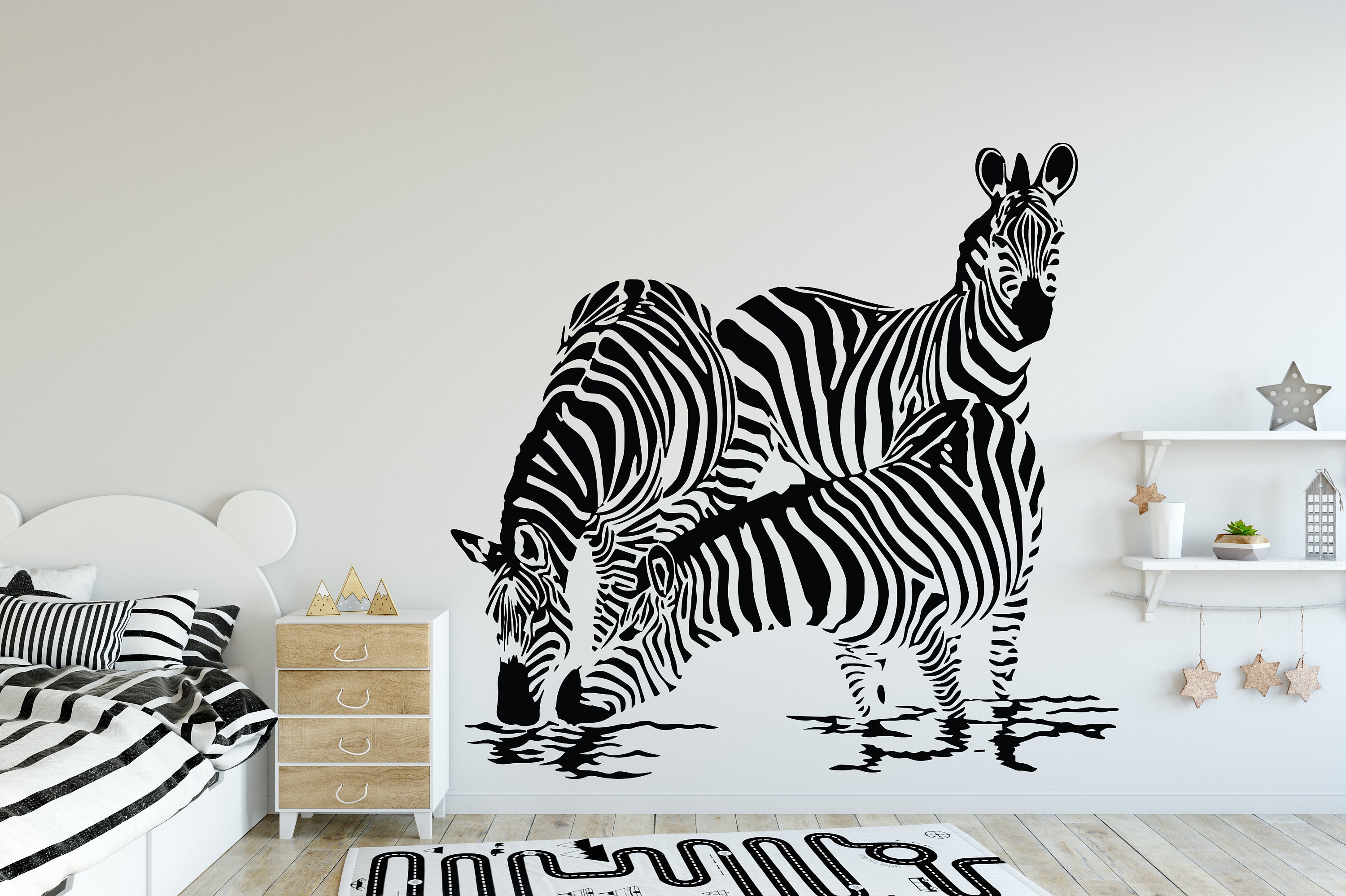 Zebra Wall Decal Animal Wall Sticker Wild Animal Decal Zebra Wall ...