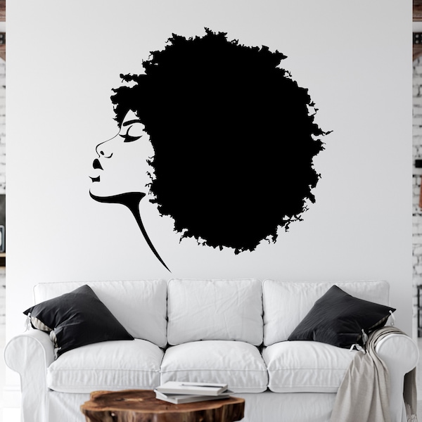 Map African Woman Wall Decal African Girl Wall Sticker Quote Beauty Salon Wall Art African Women Wall Sticker Africa Map AFR0037