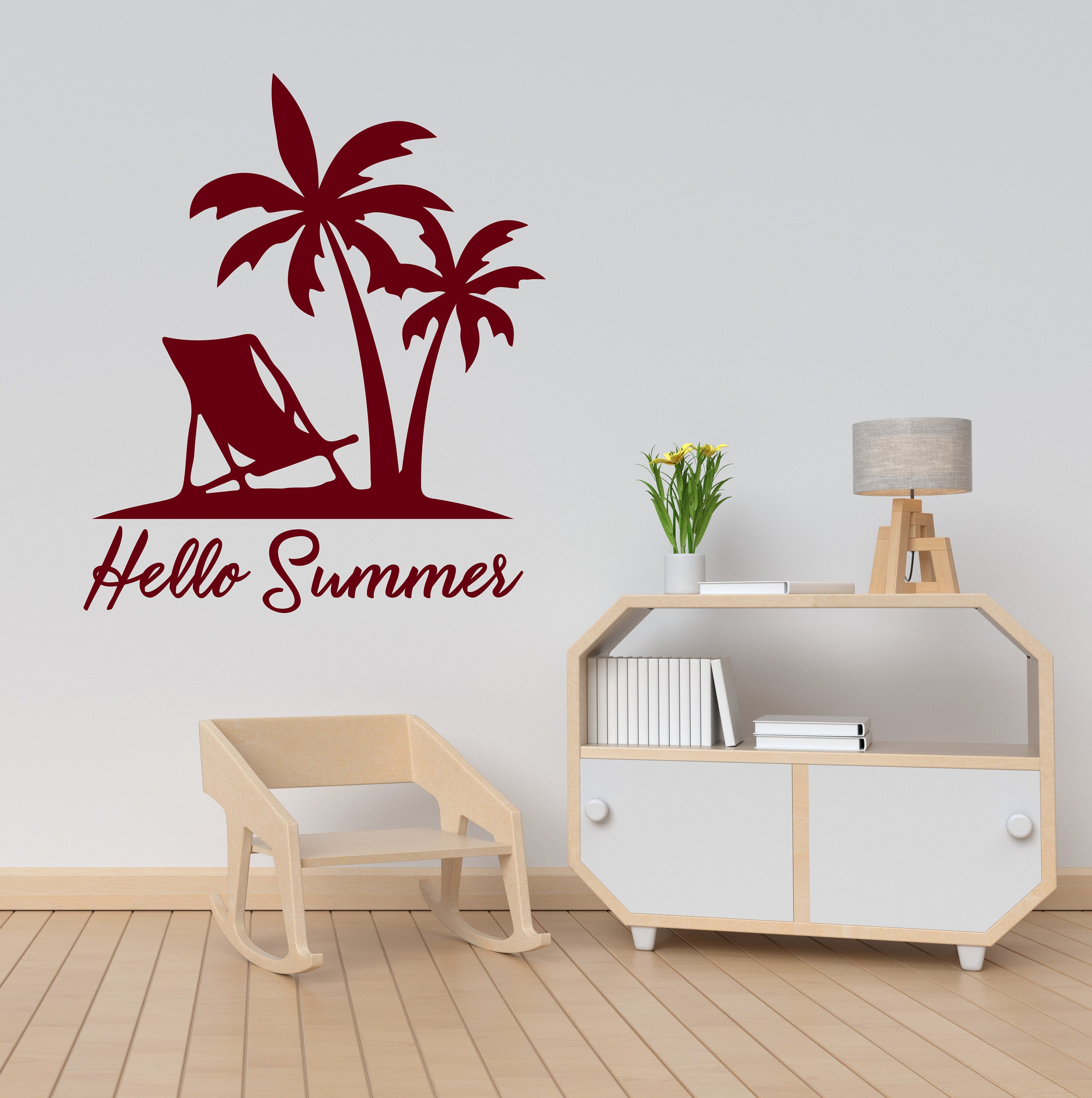 Summer Wall Decal Palm Wall Art Summer Sign Wall Decal Ocean - Etsy UK