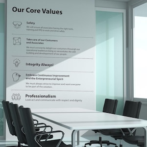 Calcomanía "Nuestros Valores Fundamentales", Calcomanía de Pared para Oficina, Calcomanía de Trabajo en Equipo, Arte de Pared para Oficina, Decoración de Oficina, Calcomanía de Pared de Trabajo en Equipo, Decoración de Oficina, Arte Motivacional WI0015
