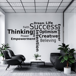 Calcomanía de pared para oficina, calcomanía de oficina, arte de pared para oficina, decoración de oficina, calcomanía de pared tipográfica, decoración de pared para oficina, calcomanías de oficina, arte motivacional TM0078