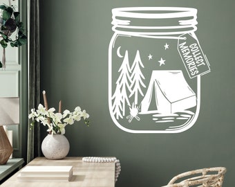 Memory Jar Camper Wall Decal Beautiful Vinyl Letters Adventure Decal Camper Decal Camping  Wall Stickers Camp moments Nature Forest  CP0009