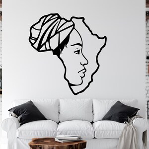 Landkarte Afrikanische Frau Wandaufkleber Afrikanische Mädchen Wandaufkleber Zitat Schönheitssalon Wandkunst Afrikanische Frauen Wandaufkleber Afrika Karte AFR0001