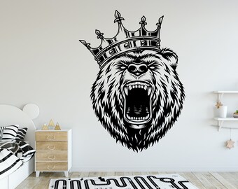 Bear Wall Decal Bear Wall Sticker Angry Bear Wall Decor Vinyl Letter Room Wall Sticker Home Wall Design Animal Wall Decal Kids Decal AN0226