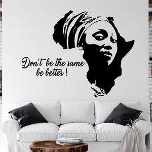 Landkarte Afrikanische Frau Wandaufkleber Afrikanische Mädchen Wandaufkleber Zitat Schönheitssalon Wandkunst Afrikanische Frauen Wandaufkleber Afrika Karte AFR0002