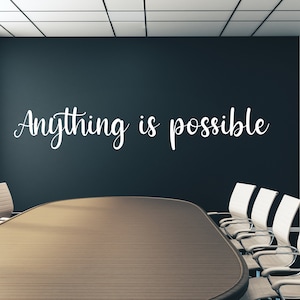 Todo es posible, calcomanía para oficina, arte mural para oficina, decoración de pared para oficina, calcomanía tipográfica para pared, calcomanía para pared para oficina, frases motivacionales OFC0115
