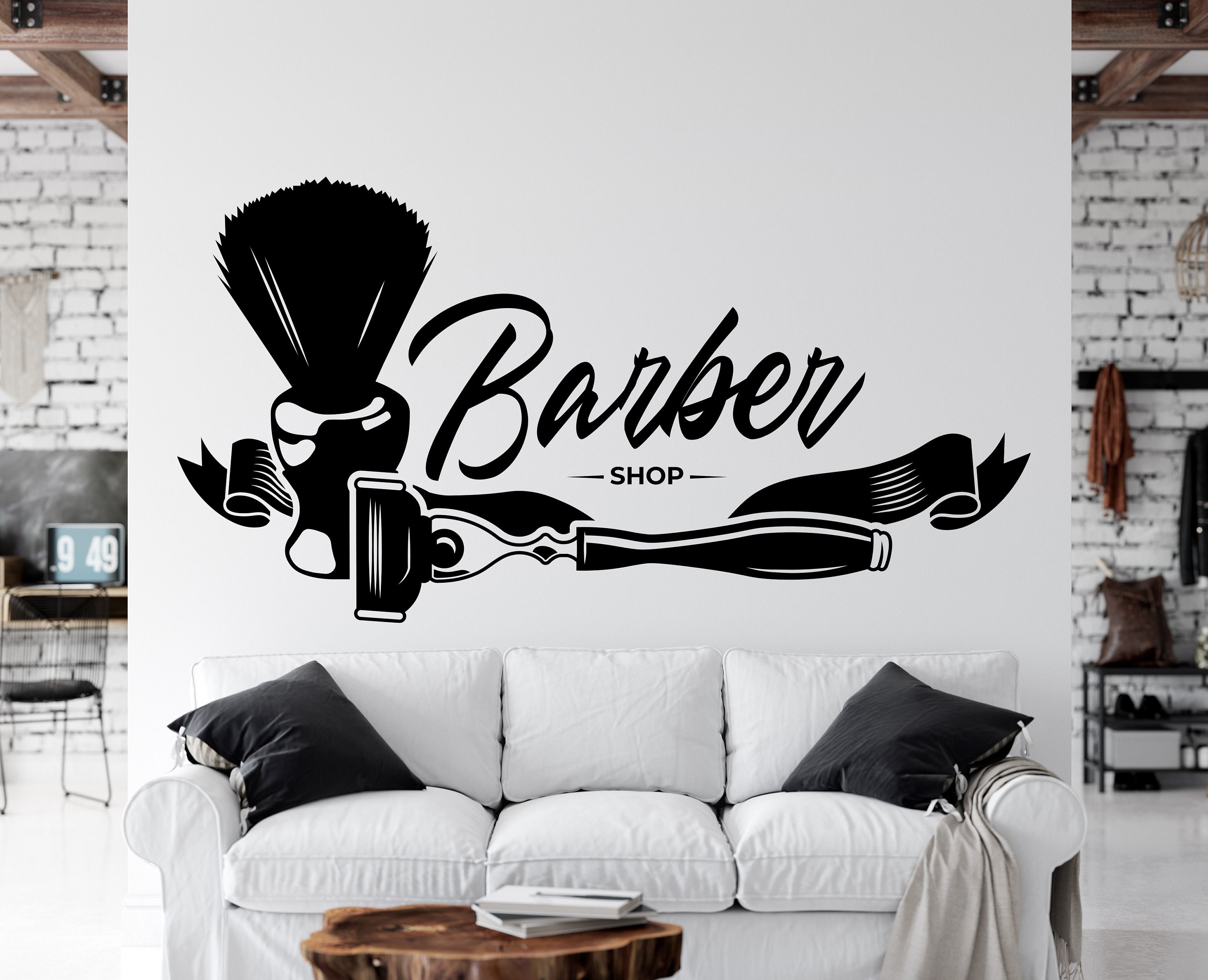 Wandaufkleber Für Friseursalon & Barbershop – 64x67 Cm Schwarzes Vinyl-Decor Zum Aufhängen | Entfernbar & Personalisierbar