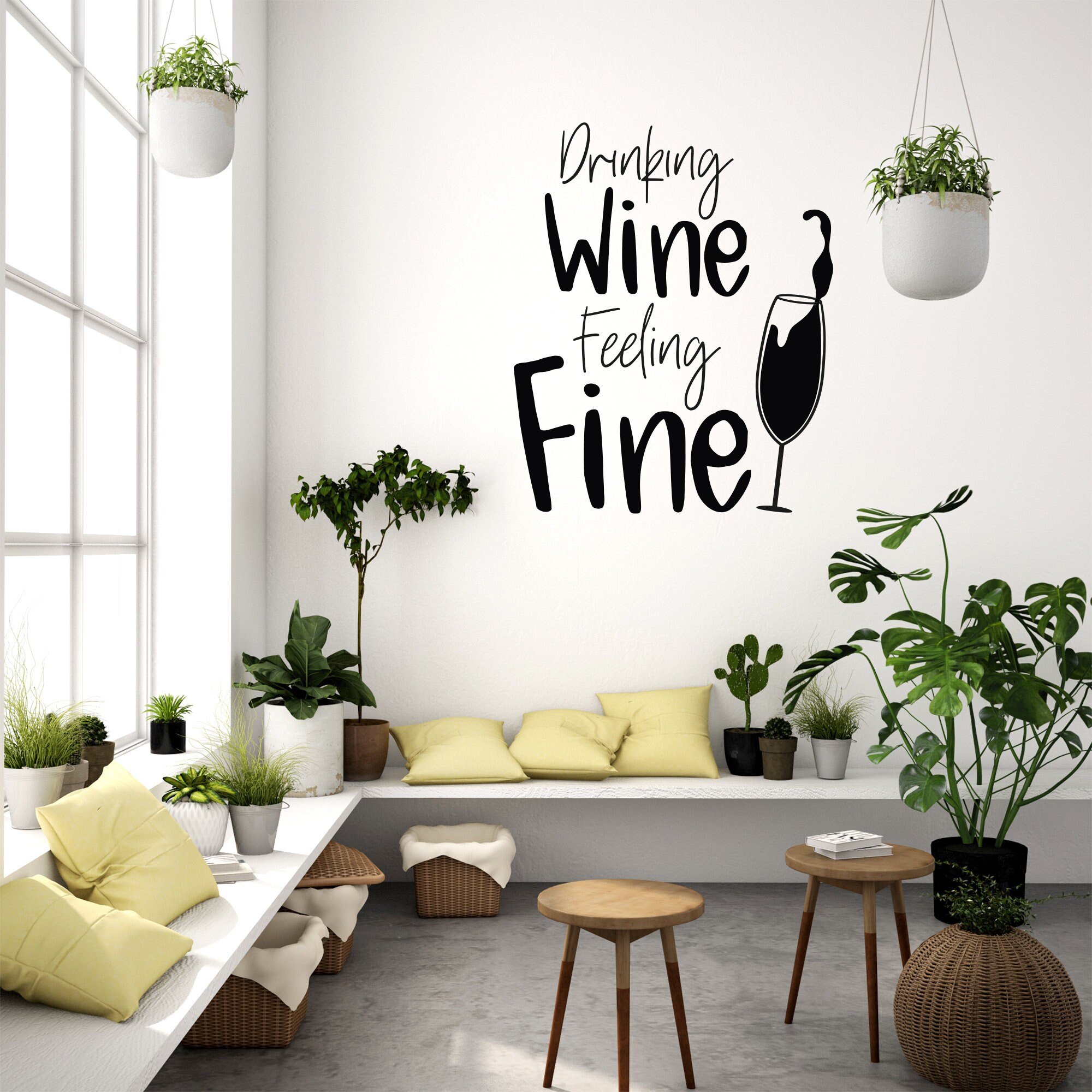 Wine Quotes Wall Decal Wine Glass Wall Sticker Vinyl Decal Etsy UK