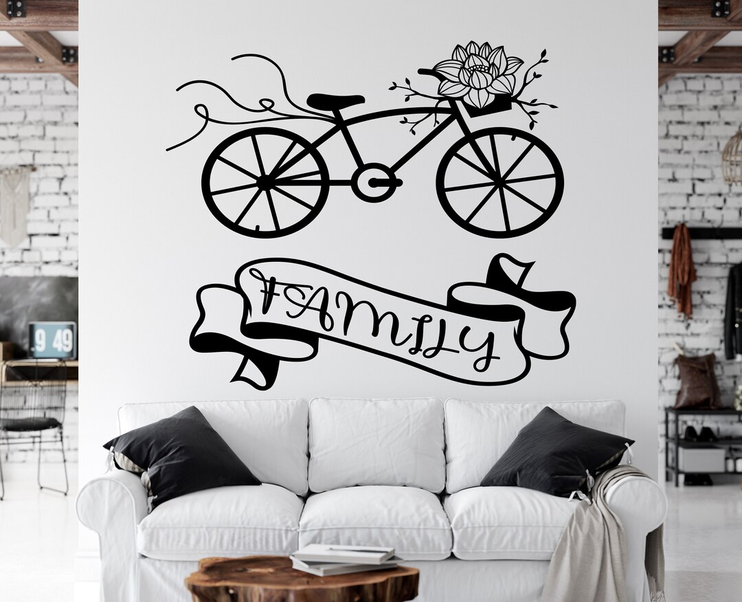 Bike Wall Decal Bicycle Family Decal Bike Wall Art Vinyl Letter Bike