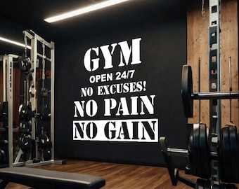 No Pain No Gain Motivational Wall Decal – Minimalist Gym Decor, Fitness ...