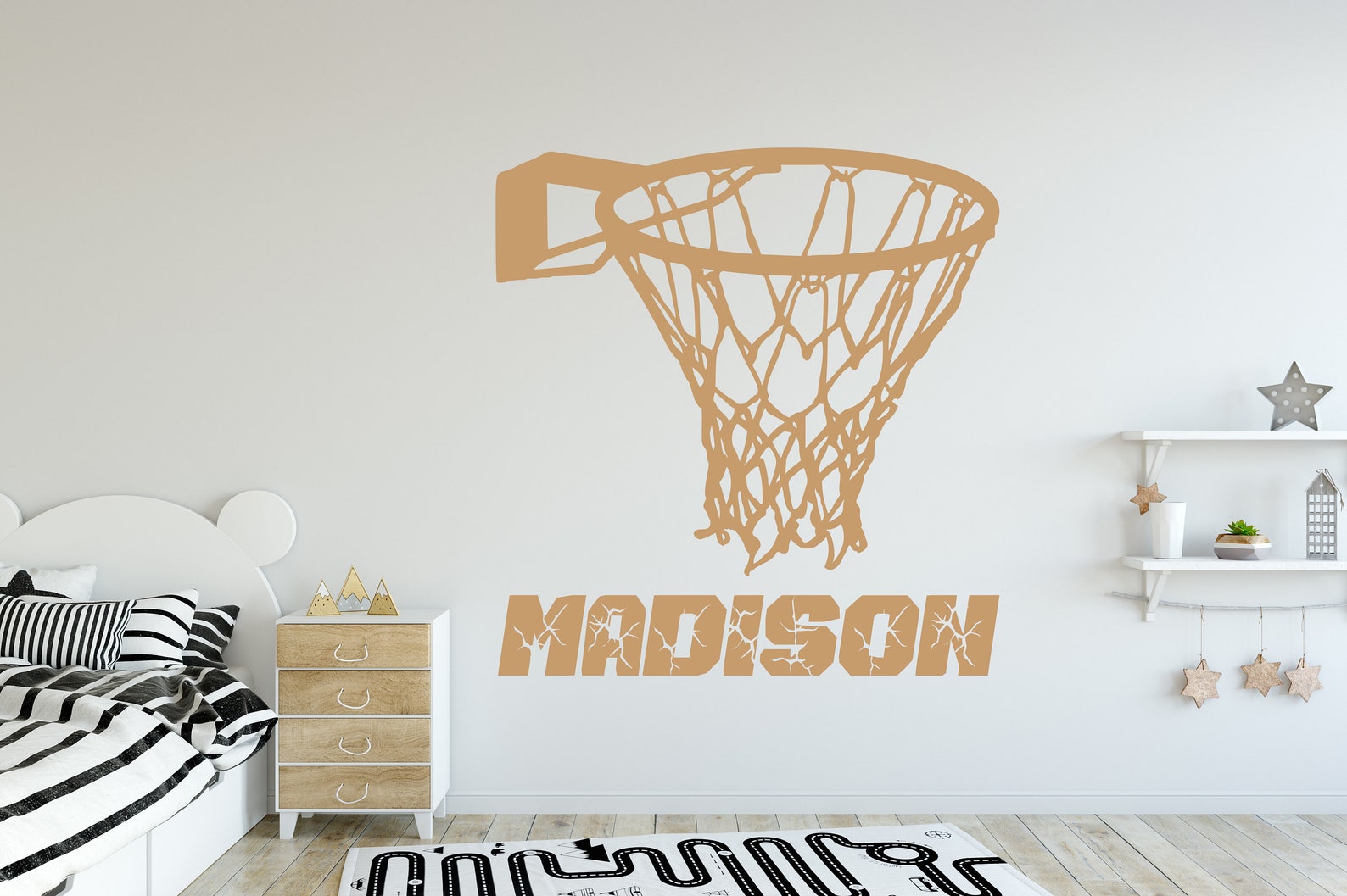 Personalized Basketball Wall Decal Basketball Sticker Basket Etsy