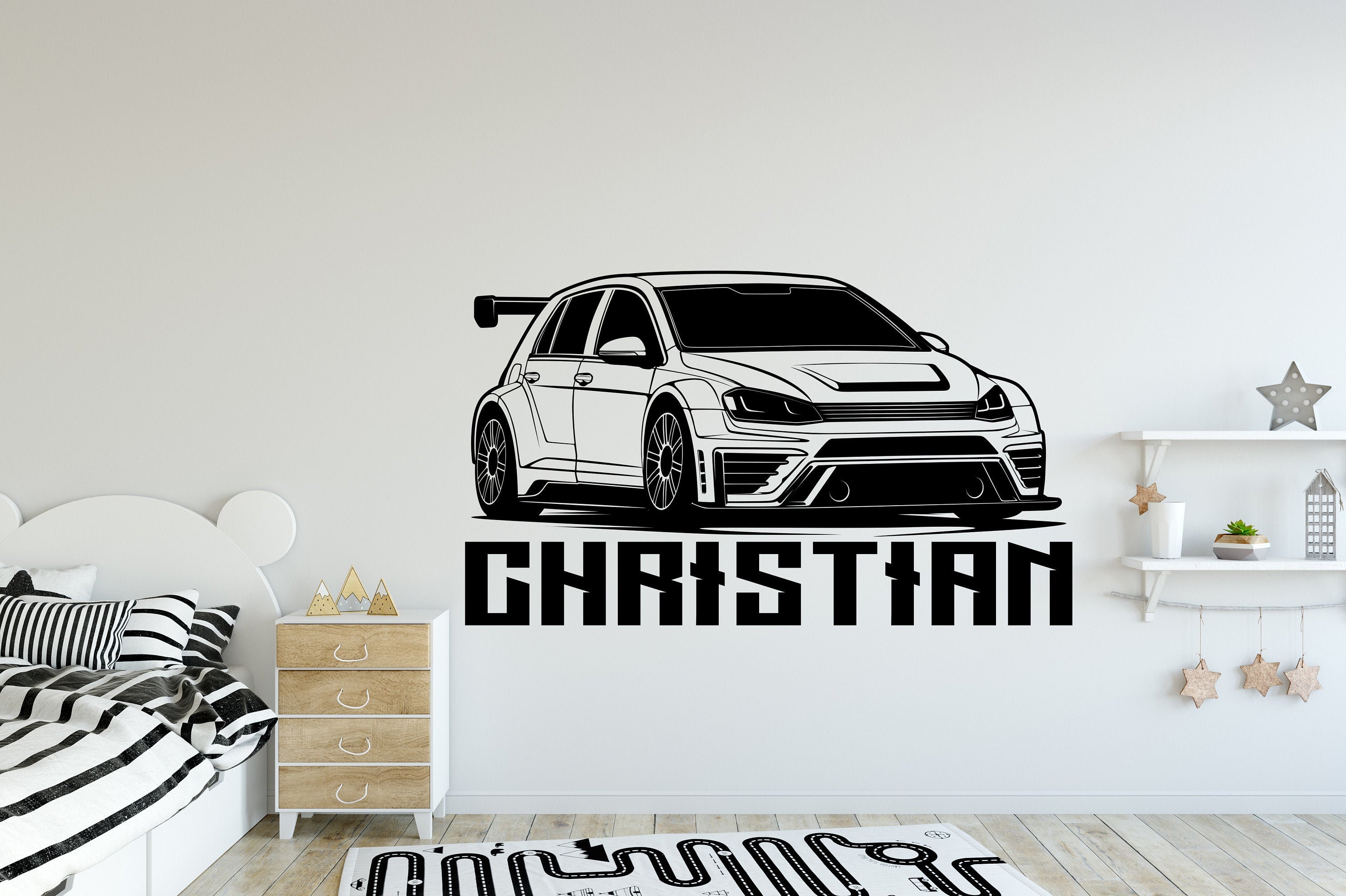Car Wall Decal Boys Wall Art Car Wall Decals Monogram Vinyl Etsy