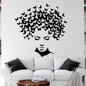 Schöne Afrikanerin Wandtattoo Afrikanische Mädchen Wandaufkleber Zitat Schönheitssalon Wandkunst Afrikanische Frauen Wandaufkleber Afrika Karte AFR0006