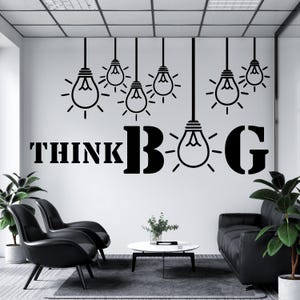 Calcomanía de pared para oficina, calcomanía de trabajo en equipo, arte de pared para oficina, piensa en grande, calcomanía de trabajo en equipo, decoración de pared para oficina, calcomanías de oficina, arte motivacional TM0090
