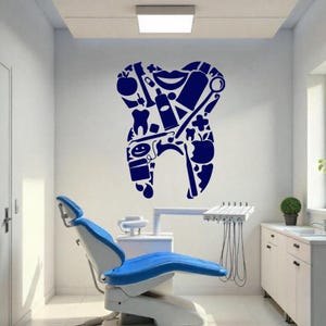 Calcomanía de pared para centro dental, ideal para tu estudio, decoración con elementos dentales, estudio dental, crea una calcomanía para tu espacio DN0005