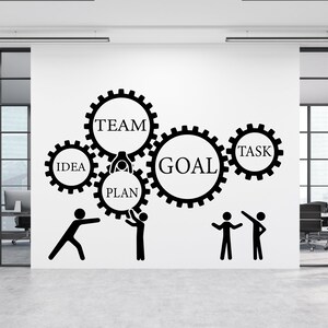 Calcomanía de oficina, calcomanía de trabajo en equipo, arte de pared para oficina, decoración de oficina, calcomanía de trabajo en equipo, decoración de pared para oficina, calcomanías de oficina, arte motivacional TM0052