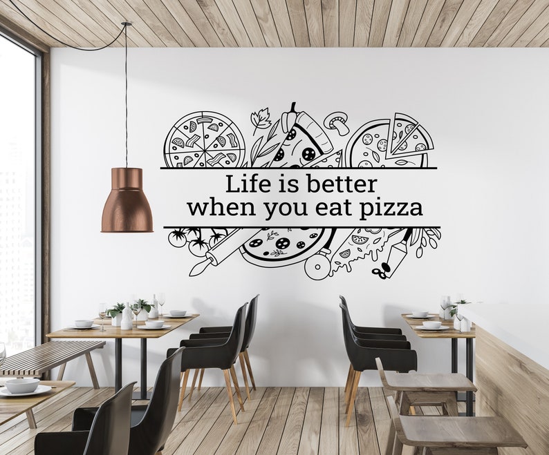 Pizza Wall Decal Decorations for Restaurant Vinyl Sticker Etsy