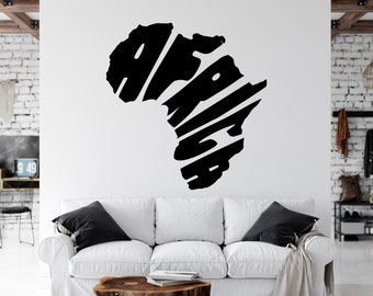 Map African Wall Decal Africa Wall Sticker Africa Wall Decal Africa Continent Wall Sticker Arica Wall Art Vinyl Letter Home Decor AFR0029