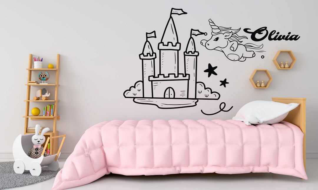 Personalized Unicorn Princess Wall Decal,princess Room Wall Decor ...