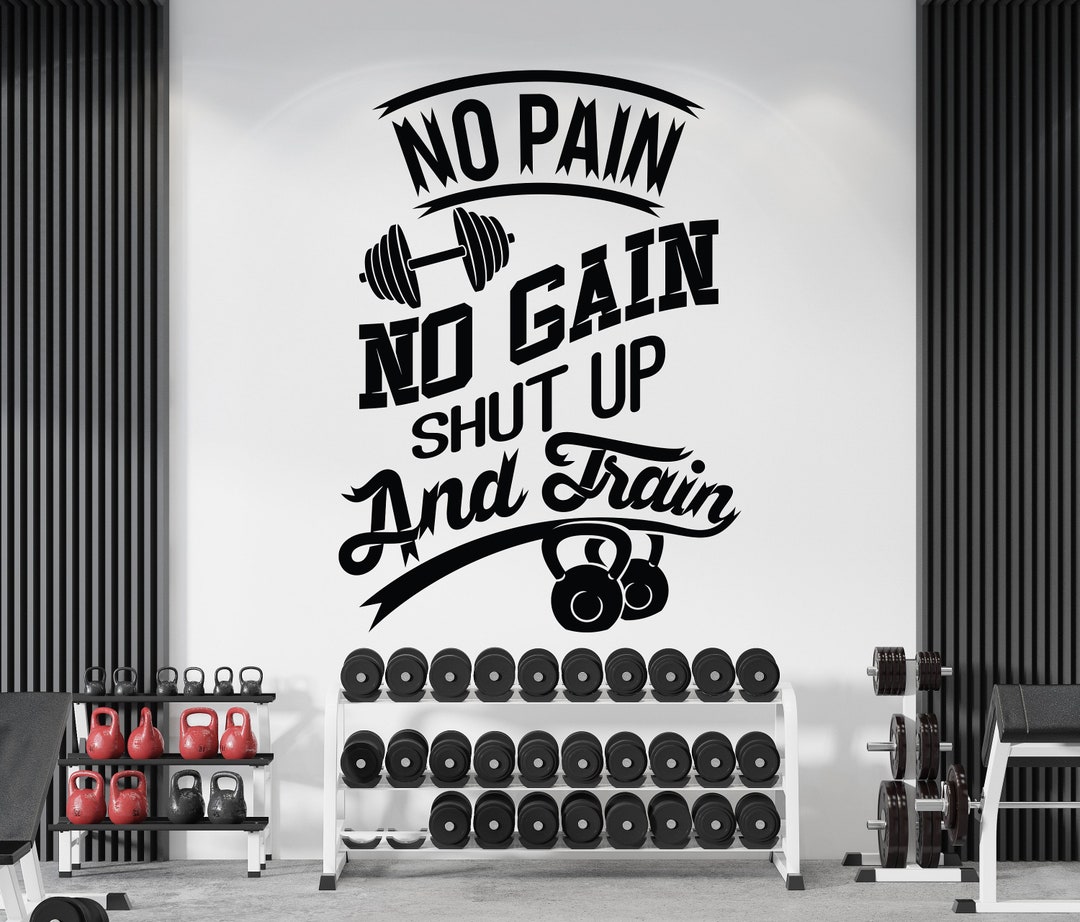 No Pain No Gain Wall Decal Gym Wall Decor Sport Motivation Workout Wall ...