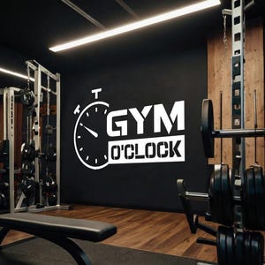 Gym O'clock Wall Decal Gym Wall Sticker – No Pain No Gain – Motivational Fitness Decal for Home Gym & Workout Room, Fitness Wall Art GYM0066