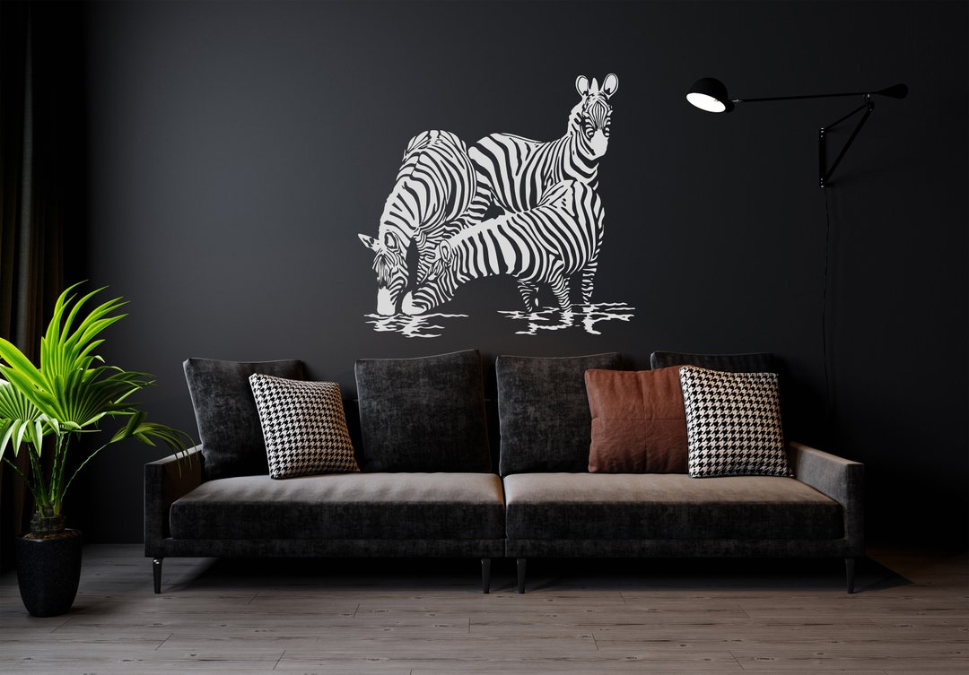 Zebra Wall Decal Animal Wall Sticker Wild Animal Decal Zebra Wall ...