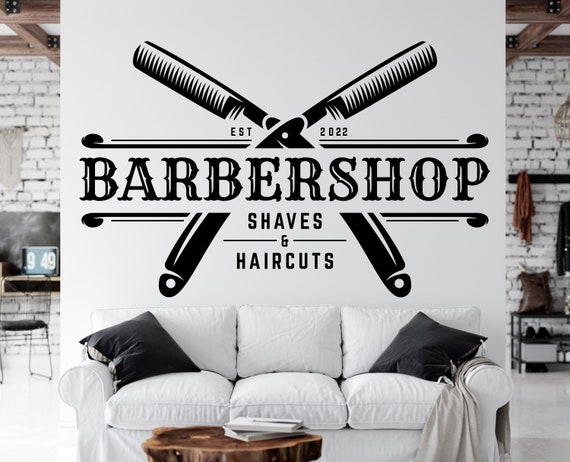 Barbershop Wall Decal Shop Design Barber Decal Shave Decal | Etsy