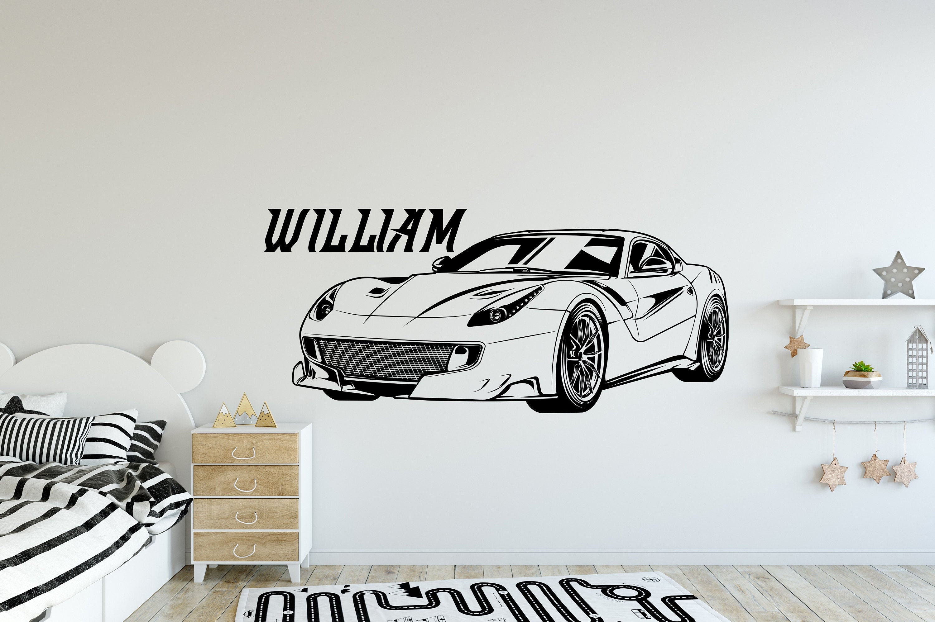 Car Wall Decal Boys Wall Art Car Wall Decals Monogram Vinyl Etsy UK