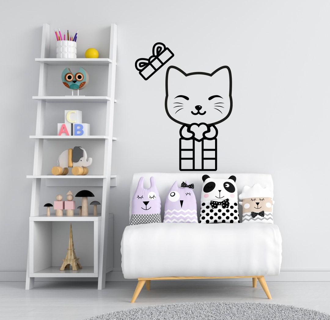Cat Wall Decal Cat Wall Art Cat Wall Decor Cat Vinyl Sticker Cat Decal ...