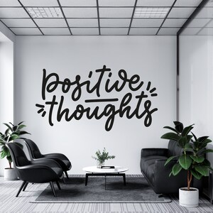 Calcomanía de pared "Pensamientos positivos", calcomanía de pared para oficina, arte de pared para oficina, decoración de pared para oficina, calcomanía de pared para oficina, letra de vinilo, calcomanía para ventana OF0049