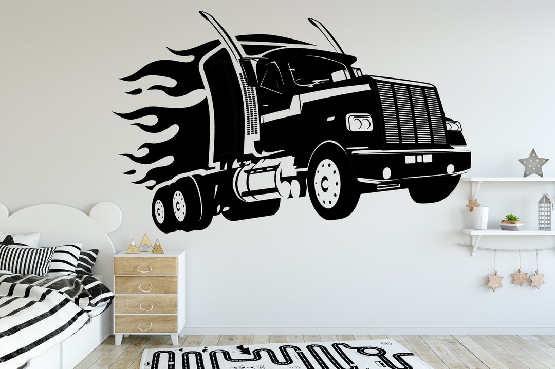 Truck Wall Decal Kids Wall Decal Truck Transport Decal Truck Etsy