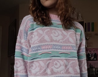 Vintage 1980s Pastel Rose Sweater