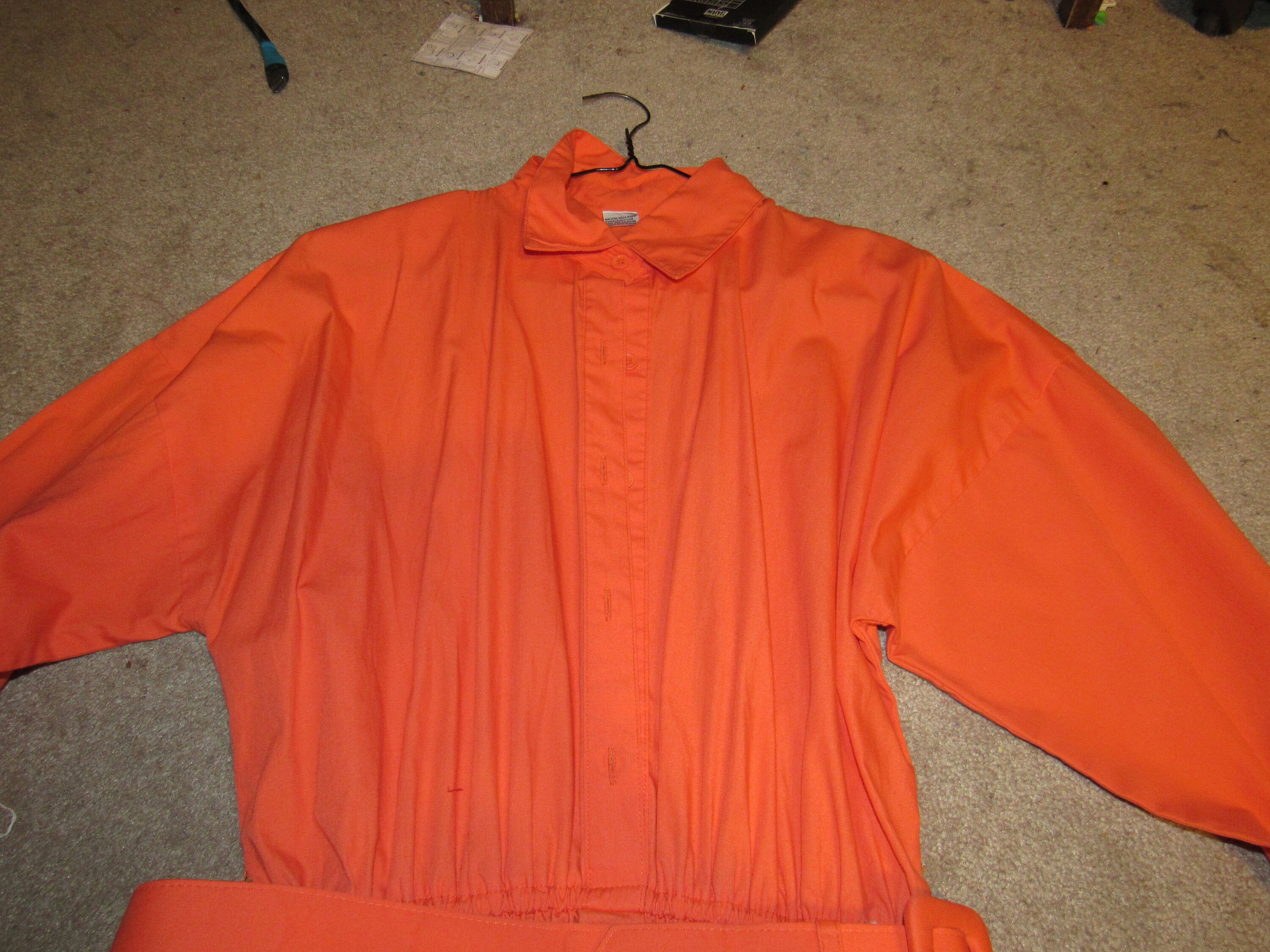 Vintage 1980s Does 1950s Bright Orange Shirt Dress Etsy
