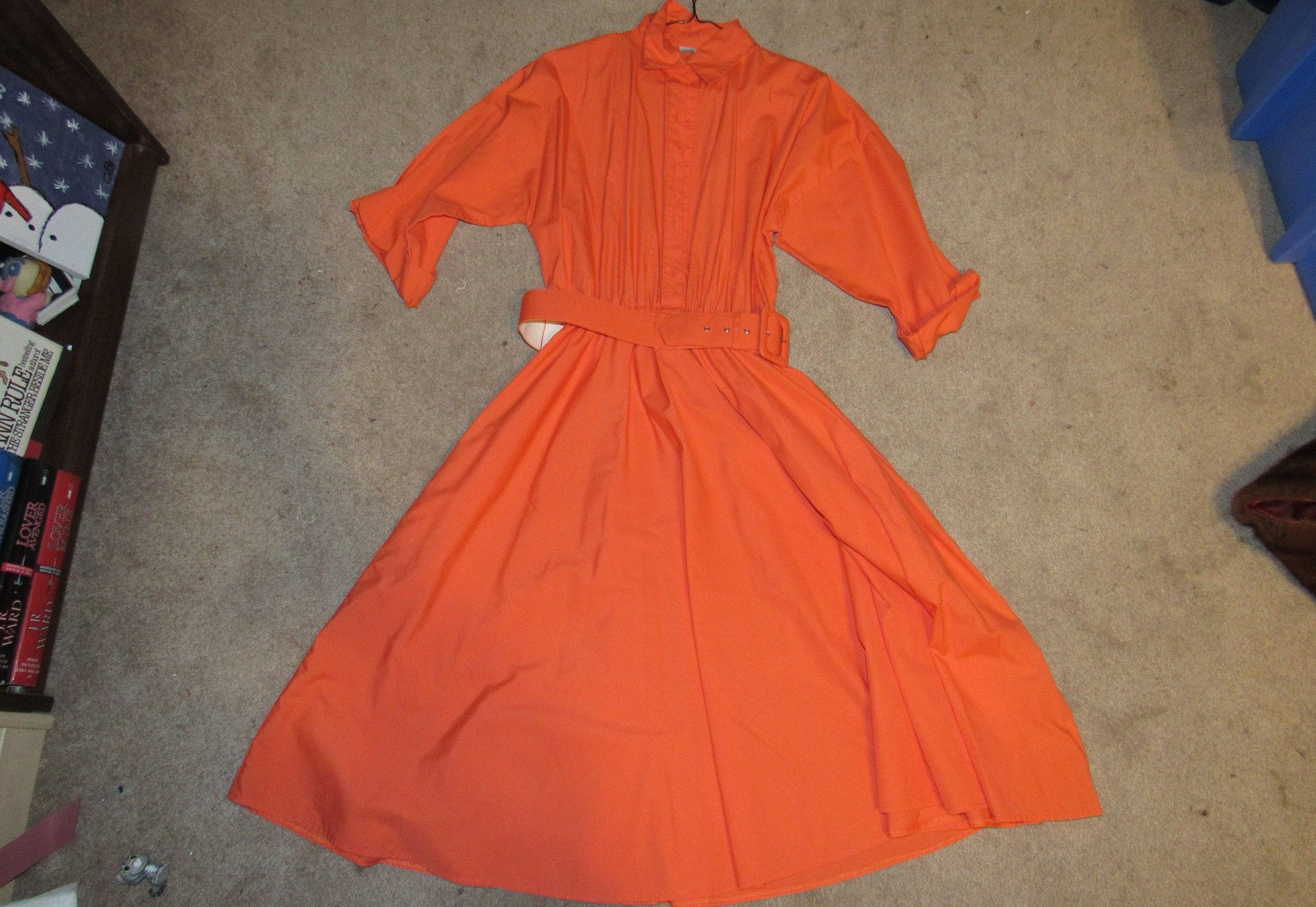 Vintage 1980s Does 1950s Bright Orange Shirt Dress Etsy