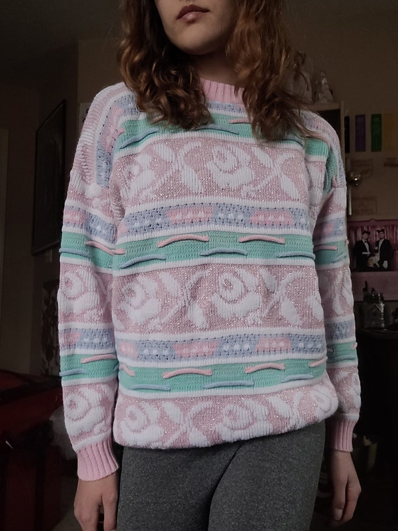 Vintage 1980s Pastel Rose Sweater