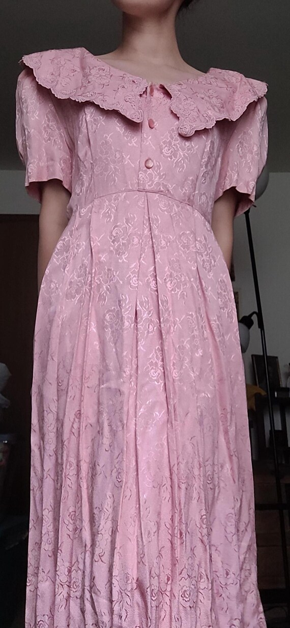 Vintage S.L. Fashions Pink Floral Shoulder Pad Dress